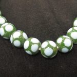 Lampwork Glass Beads Round Jade Green with Sky Blue Dot 9mm