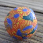 Orange and Blue with Yellow Ancient Design Glass Trade Beads