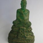  Small Buddha Statue Green Resin with Gold Wash 