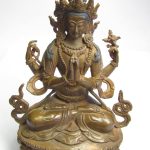 Tara Hindu Deity Statue Bronze, 6" tall