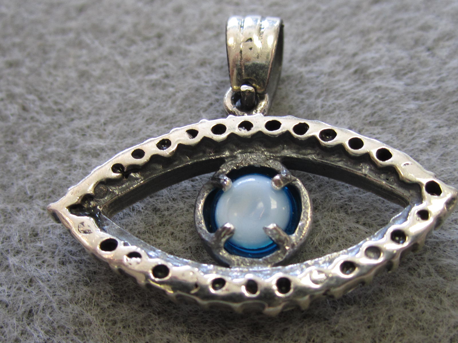 Sterling Silver Evil Eye Pendant with CZ's