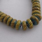 Lampwork Glass Beads - Light Blue with Yellow & Black Stripe 7mm x 3mm