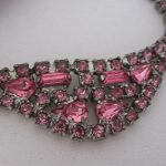 Vintage Rhinestone Jewelry - Rose Pink Necklace