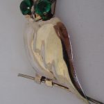 Vintage Rhinestone Jewelry - Sterling Silver Owl Pin