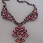 Vintage Rhinestone Jewelry - Rose Pink Necklace