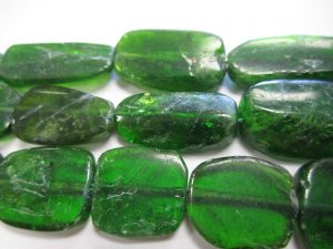 Chrome Diopside Beads Flat Nuggets 