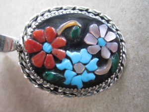 ZUNI Rose Calavaza Inlay Pendant