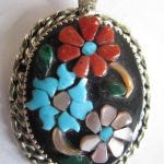 ZUNI Rose Calavaza Inlay Pendant