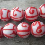 Red and White Java Glass Beads