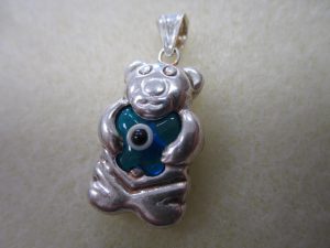 Evil Eye Sterling Silver Bear Pendant