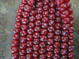 Indonesian Glass Maroon With Blue Dot 7Mm