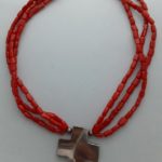 Coral Necklace with Silver Cross