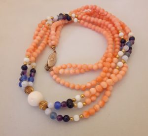 Angel Skin Coral With Gemstone Beads