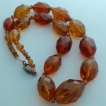 Vintage Glass Faceted Amber 17"