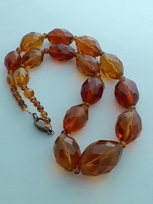 Vintage Glass Faceted Amber 17&Quot;