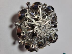black diamond rhinestone brooch