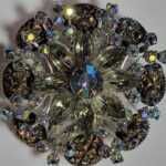 black diamond rhinestone brooch