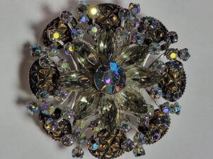 black diamond rhinestone brooch